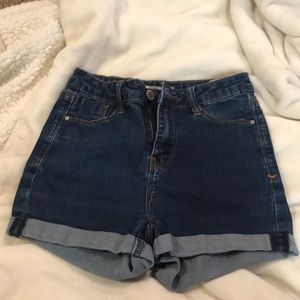 Dark wash denim jean shorts